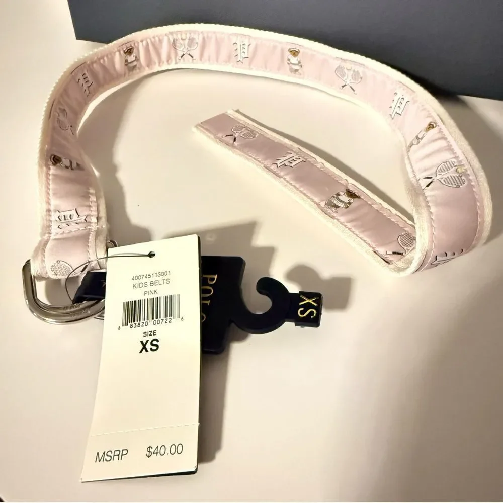 Polo Ralph Lauren Pink Tennis Bear Canvas Belt – Kids XS / Extra Small – NWT